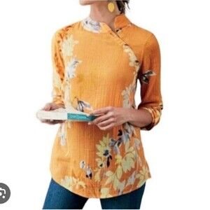 Soft Surroundings Pauleena Asian Floral Blouse